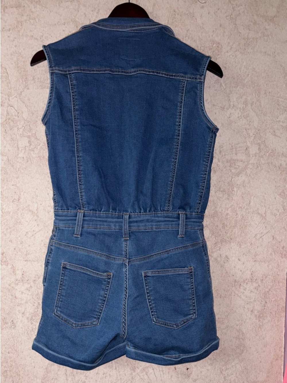 Love Trends Sleeveless Denim Romper with Notch Collar - Picture 3 of 6
